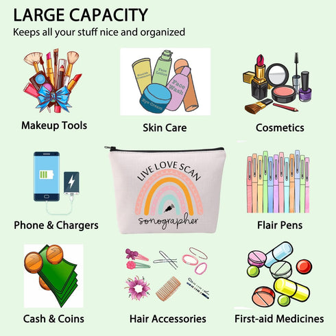 FOTAP Sonographer Cosmetic Bag Sonographer Survival Kit Radiologist Gift Ultrasound Tech Gift Live Love Scan Zipper Pouch Radiologist Gift (Live L...