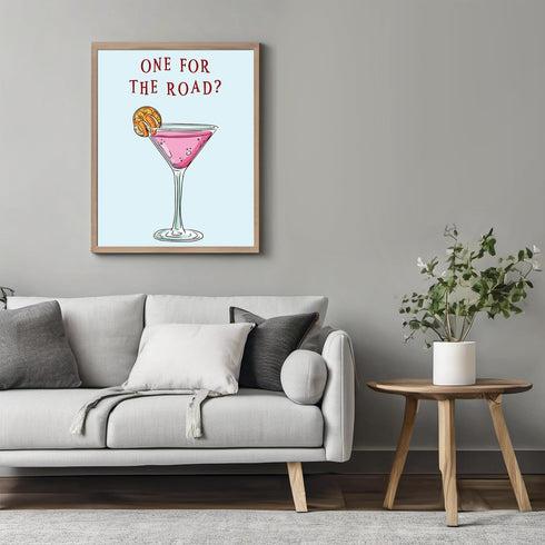 Posterizer 1 pcs-Liquor drink with fun message-one for the road-Kitchen & Bar Art Art Poster Print for Home, Office, Store, Bar- unframed wall art...