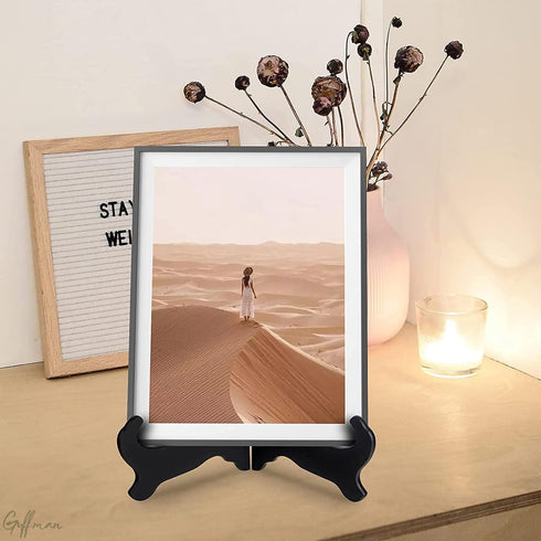 Guffman 12 Inch Wooden Display Stand - Black Wood Plate Stand Frame - Decorative Plate Holders Stands for Display Pictures, Cookbooks, Home, Birth...
