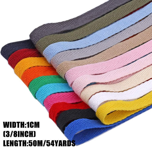 54Yards Width 3/8" Cotton Ribbon Canvas Webbing Trim Bias Binding Tape Fabric Tapestry for Straps Belts Making Gift Wrapping Craft (Khaki)...
