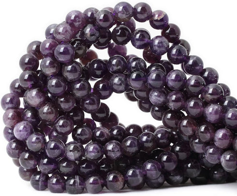 45PCS 8mm Natural Amethyst Gemstone Round Loose Beads Crystal Energy Stone Healing Power for Jewelry Making 1 Strand 15"...