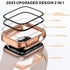 2 in 1 Bling Waterproof Case for Apple watch Series SE 6 5 4 44mm, 360 Protective PC Cover Front & Back Bumper with Tempered Glass Screen Protecto...