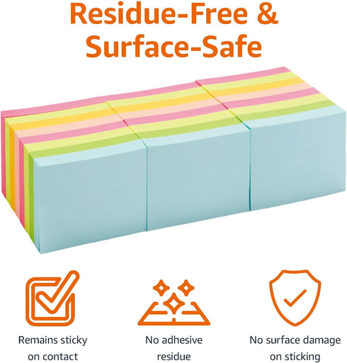 Amazon Basics Mini Rectangular Sticky Notes, 1.5 x 2-Inch, Assorted Colors, 24-Pack...