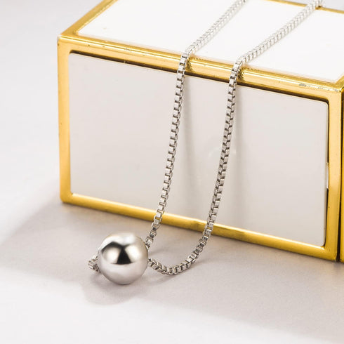 Classic Sterling Silver Ball Necklace For Women Fashion Bead Pendant Choker Solid 925 Silver Chain 16 "+2 "Adjustable Fine Jewelry Gift...