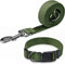 Olive Green Dog Collar and Leash Set for Medium Dogs,90% Rayon Derived from Bamboo, 10% Polyester Adjustable Dog Leash Collar Set, Medium Dog Coll...