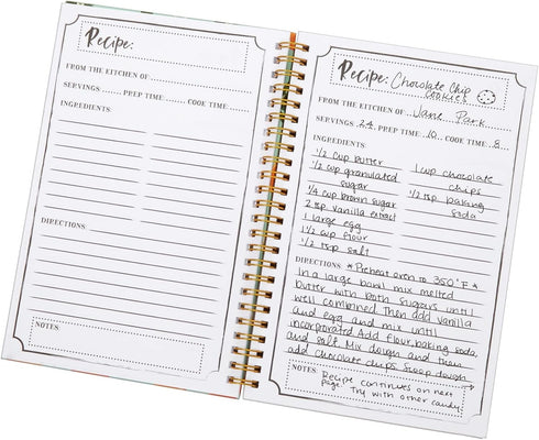 Blank Recipe Book to Write Your Own Recipes, 120 Pages, 8 Sections, Floral and Orange Theme, Laminated Hardcover (5.5 x 8.5 In)...