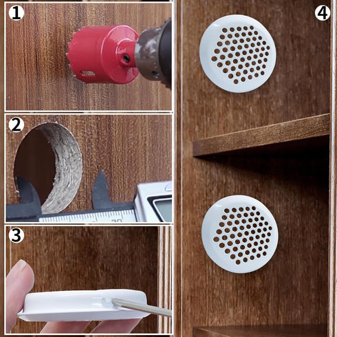 20Pcs Circular Air Vents White Soffit Vent, Stainless Steel Round Vent Mesh Hole Louver for Kitchen Bathroom Cabinet Wardrobe, 1.14"(29mm) Mountin...