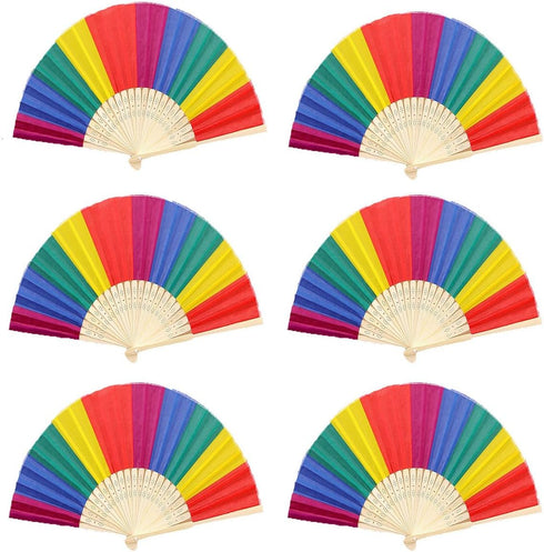 6 Pack Rainbow Folding Fans, Hand Fans Rainbow Themed-Party Decoration Party Favors (6 Pack,Rainbow)...