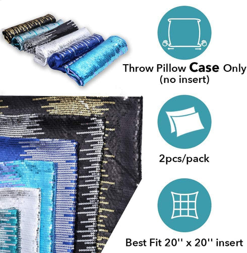 Eternal Beauty Sequin Pillow Covers, Glitter Decorative Pillowcase for Home Decor Throw Cushion Couch Sofa Bed Living Room, 18x18 inches, Black+Si...