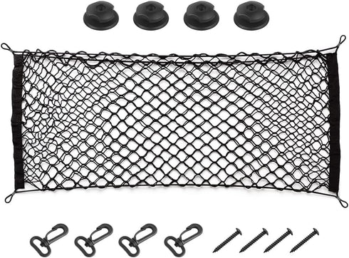 Car Rear Cargo Net, Adjustable Elastic Storage Organizer Net, Trunk Cargo Storage Net, Universal Fit for Car, Vehicle, SUV (35.4"x15.8")...