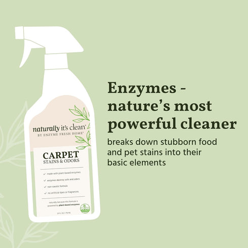 naturally it's clean Carpet Stains & Odors Cleaner; Plant Based Enzyme Safely Cleans Pet/Food Stains, Grease & Ink from Carpets, Rugs, Upholstery ...