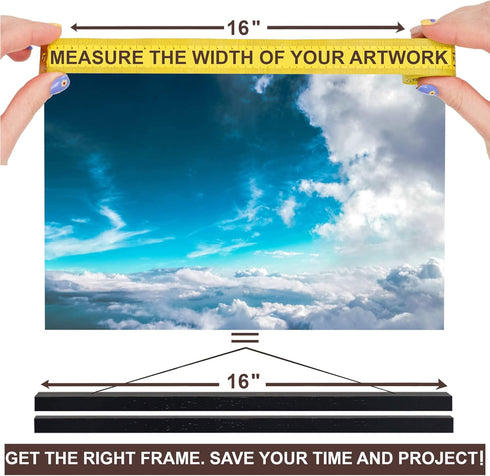 16" Sturdy Magnetic Poster Hanger Frame,Wooden Poster Frame 16x20 16x22 16x24, Solid Teak Wood, Strong Magnets for Easy Hanging Posters, Pictures,...