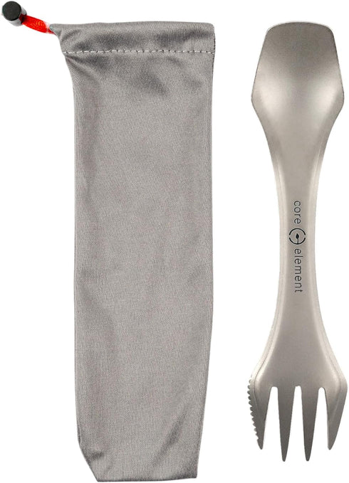Core Element TITANIUM SPORK 3-in-1 Lightweight Eco-friendly Durable Spoon-Fork-Knife Survival Utensil Tool Perfect for Camping, Home, Travel (Pack...