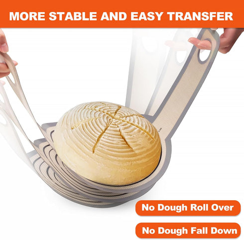 3 Size Sourdough Silicone Bread Sling - Oval and Round Non-Stick & Easy Clean Reusable Oval Silicone Baking Mat for dutch oven. With Long Handles ...