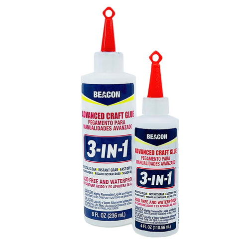 BEACON 3-in-1 Advanced Craft Glue - Fast-Drying, Crystal Clear Adhesive for Wood, Ceramics, Fabrics, and More, 8-Ounce...