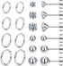 10 Pairs Surgical Steel Earrings Sets for Multiple Piercing, Lightweight Small Huggie Hoop Earrings, Flat Back Tiny Ball CZ Stud Earrings for Cart...