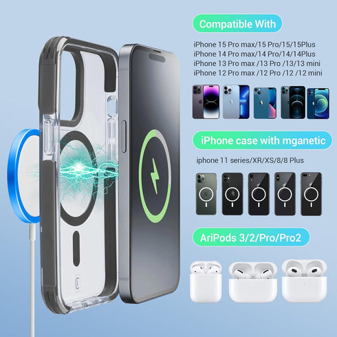 Compatible with Magnetic Wireless Charger?Fast Apple Mag-Safe Charger for iPhone 5 Pro Max/15 Pro/15/15 Plus/14/14 pro/14 plus/14 pro max/ 13/13 p...