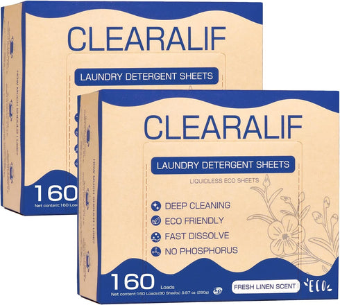 Laundry Detergent Sheets Up to 320 Loads, Fresh Linen - Great For Travel,Apartments, Dorms,CLEARALIF Laundry Detergent Strips Eco Friendly & Hypoa...