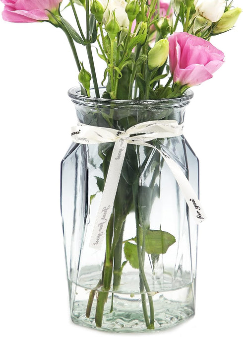 OFFIDIX Glass Vase, Geometric Faceted Design Flower Vase for Weddings, Events, Decorating, Arrangements, Office, or Home Decor...