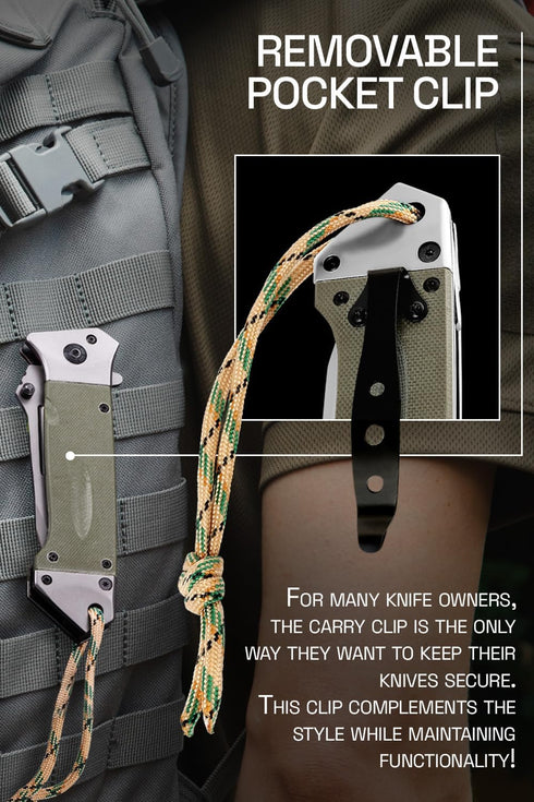 Grand Way Pocket Knife for Men – Tanto Folding Knives – Cool Knife – Tactical Work Knives for Hunting Camping Hiking Self Defense Military EDC – B...