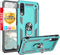 TJS Compatible with Samsung Galaxy A50 2019 Case, with Tempered Glass Screen Protector Metal Ring Magnetic Support Kickstand Heavy Duty Drop Prote...