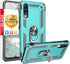 TJS Compatible with Samsung Galaxy A50 2019 Case, with Tempered Glass Screen Protector Metal Ring Magnetic Support Kickstand Heavy Duty Drop Prote...