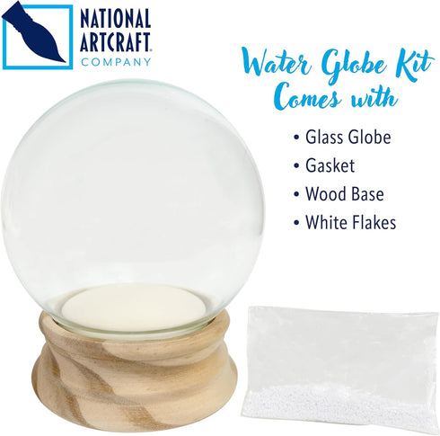 National Artcraft® 4" Water Globe Kit with Unfinished Birch Wood Base and Snow Flakes (Pkg/1)...
