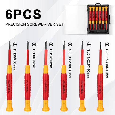 HAUTMEC 6Pcs Small Screwdriver Set 1000V Insulated Screwdriver Set Precision Screwdriver Set, Mini Screwdriver Set with Slotted and Phillips Magne...