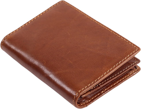 Easyoulife RFID Mens Slim Front Pocket Wallet Genuine Leather Bifold ID/Credit Card Holder...