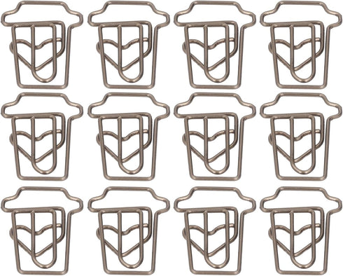 50 Pcs Paper Clips, Cute Coffee Cup Shape Paper Clips Tiny Paper Clips Portable Mini Metal Bookmark Clips Brown Funny Paper Clips...