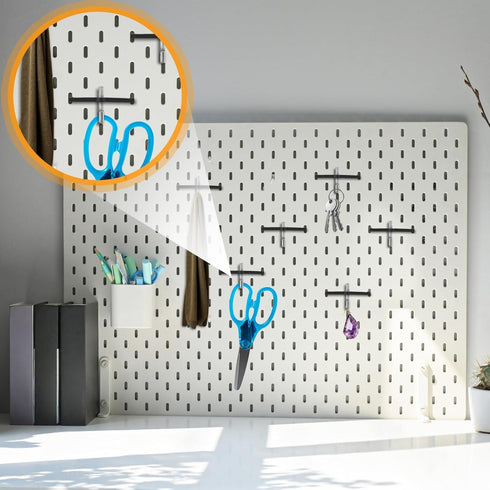 100 Pcs Peg Locks Pegboard Hook Locks Peg Hook Locks Plastic Pegboard Hooks Black Plastic Peg Hook Fixer Pegboard Display Hook Organizer Peg Board...