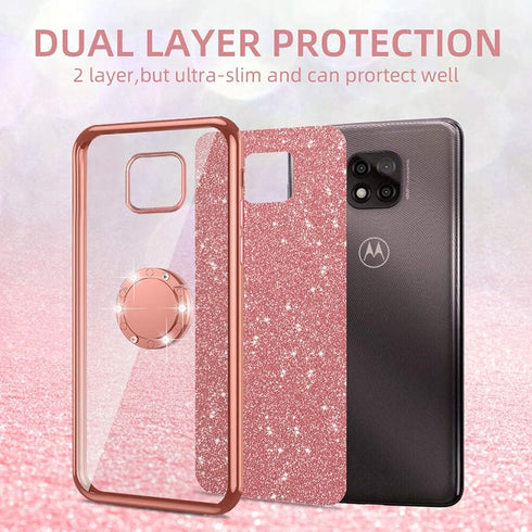 nancheng for Moto G Power 2021 Case, Glitter Luxury Sparkles Soft TPU Silicone Slim Cute for Women Girls with Kickstand, Bling Diamond Ring Stand ...