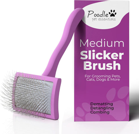 Slicker Brush for Dogs - Detangling Dog Brushes for Grooming with Soft Bristles & long Pins - Professional Dog Grooming Brush to Removes Tangles &...