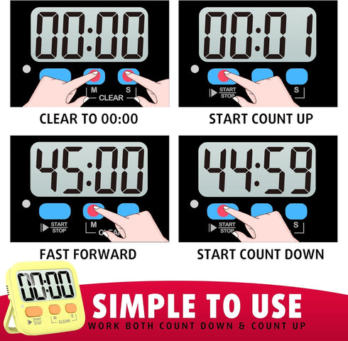 Antonki Timer, Timer for Kids, Kitchen Timers, Digital Timer for Cooking, Egg Timer, Classroom Timer for Teacher, Magnetic Countdown Timer for Exe...