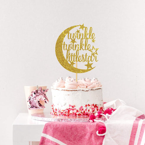 Gold Glitter Twinkle Twinkle Little Star Cake Topper for Baby Shower,Gender Reveal,Baby 1st 2nd Birthday Party Decorations Supplies...