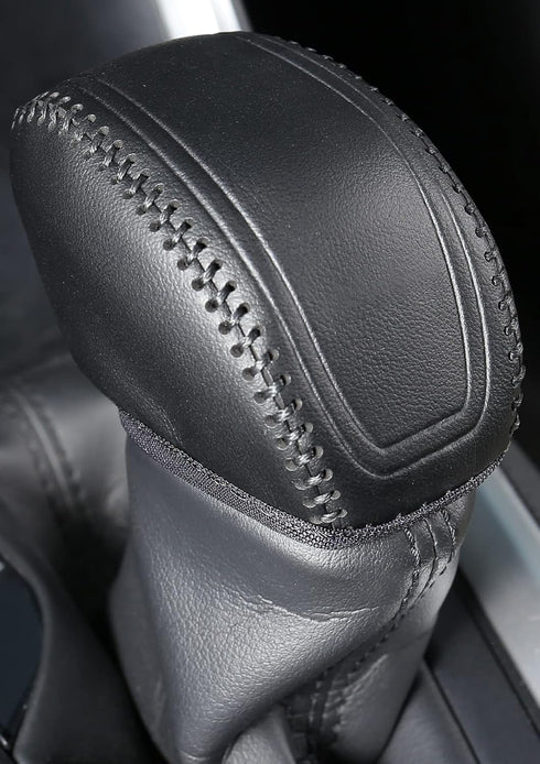 for Toyota RAV4 2019-2024 Gear Shift Knob Cover, Genuine Leather Interior Protective Gear Shift Trim for Toyota Highlander 2020-2024- Black Trim...