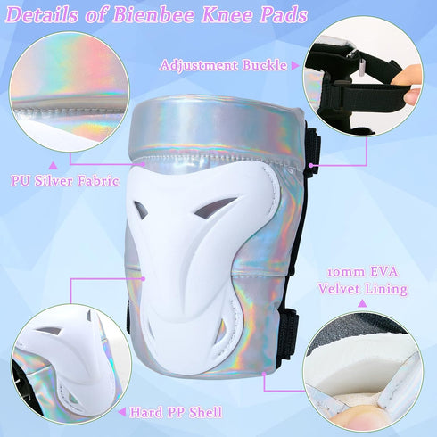 Bienbee Knee Pads for Women, Knee Pads Wrist Guard Knee and Elbow Pads Adult Protective Gear Set for Skateboard, Roller Skating, for Women Men You...