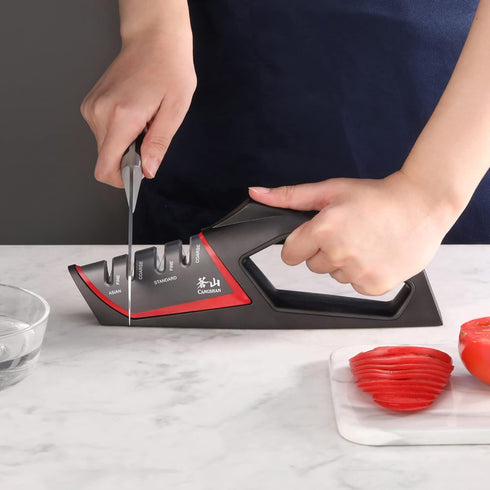 Cangshan SHARK Series 1026818 4-Stage Knife Sharpener, Red...