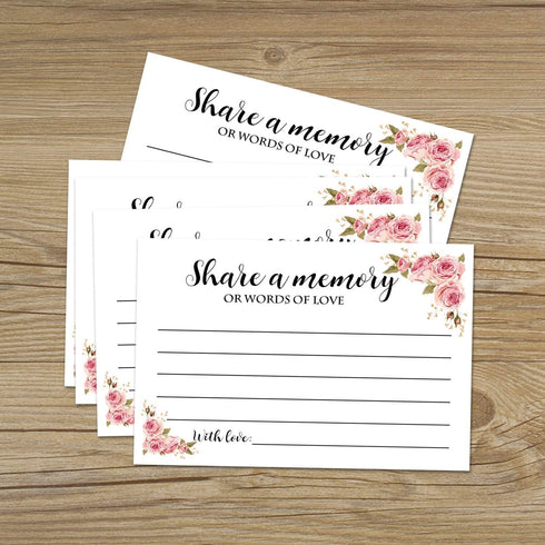 Giftideaworkshop 50 Floral Share A Memory Cards for Celebration of Life Birthday Anniversary Memorial Funeral Graduation Bridal Shower Game, Guest...