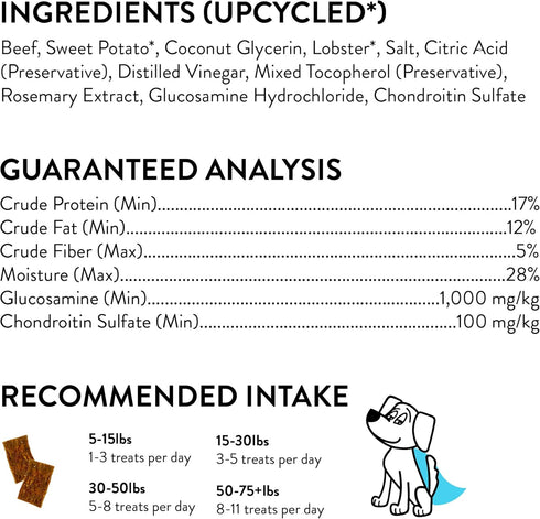 Shameless Pets Jerky Dog Treats, Moo Lobsta - Healthy Dog Chews for Dogs Hip & Joint Support with Glucosamine - Dog Treats with Real Grass-Fed Bee...