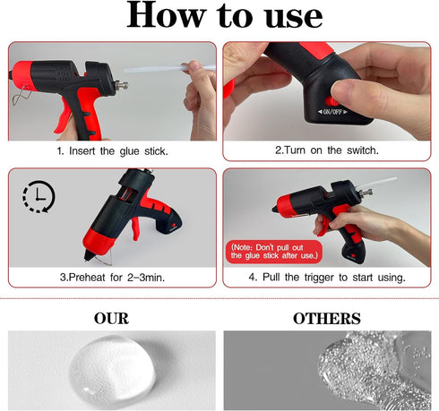 Cordless Hot Glue Gun, Fast Preheating Hot Melt Glue Gun, Mini Glue Gun Kit with 10 Premium Glue Sticks, Rechargeable Wireless Glue Gun for Art, C...