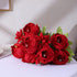 Duovlo Springs Flowers Artificial Silk Peony Bouquets Wedding Home Decoration,Pack of 1 (Spring Red)...