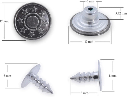 Mandala Crafts Jean Button Replacement Tack Button with Rivet Kit for Pants Suspenders Jackets Shorts Overalls 17mm 80 Sets Antique Brass 5/8 Inch...