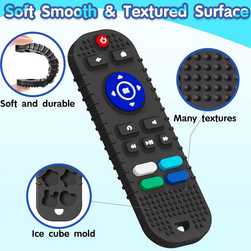 2 Pack Remote Control and Game Controller Teething Toys for Baby 3 Months and Up, Chew Toys for Boys and Girls Gifts (Black)...