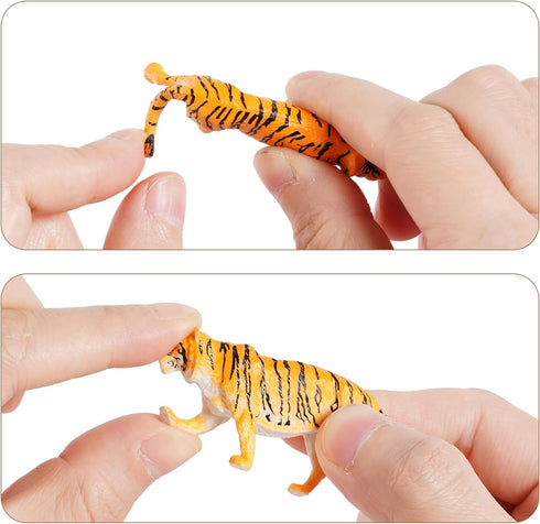 12Pcs Mini Safari Animals Figures Toys, Plastic Forest Jungle Zoo Animals Figurines, Realistic Wild Rainforest Animals Playset for Kids Toddlers, ...