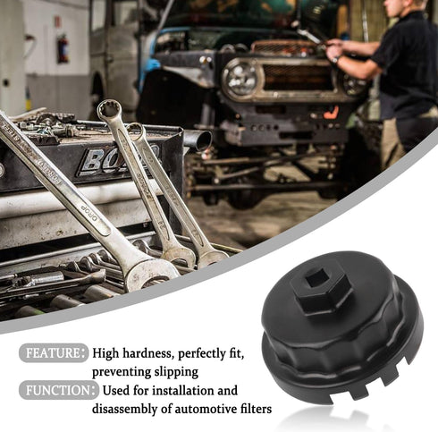64mm Oil Filter Wrench,Aluminum Alloy Quickly Oil Filter Removal Tool Compatible with Lexus Toyota Tundra RAV4 Sienna 2.5L to 5.7L Engines Oil Fil...