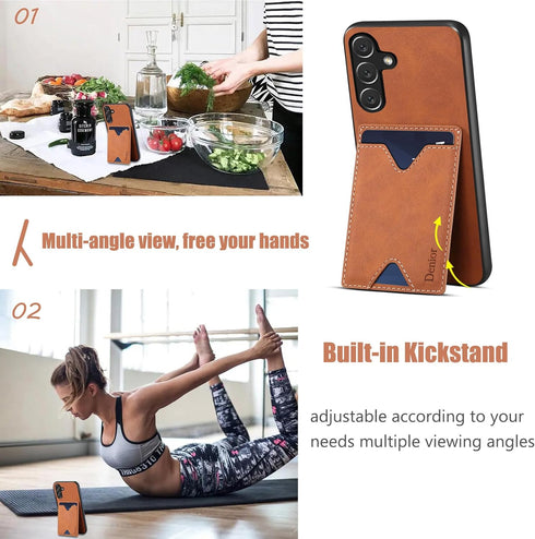 Designed for Samsung Galaxy S23 FE Case,Drop Protection Slim PU Leather Wallet Case with Card Holder Kickstand Shockproof Protective Phone Cover f...