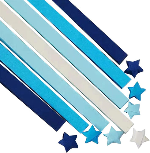 1080 Sheets Origami Star Paper Blue Strips Double Sided Lucky Star Decoration Folding Paper for DIY Hand Art Crafts, School Teaching Supplies (blu...