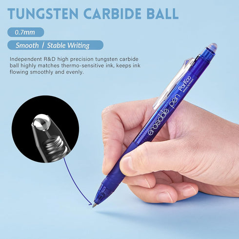 ParKoo 18 Colors Retractable Erasable Gel Pens Clicker, Fine Point 0.7mm, Make Mistakes Disappear, Comfort Grip for Journaling Drawing Writing Pla...