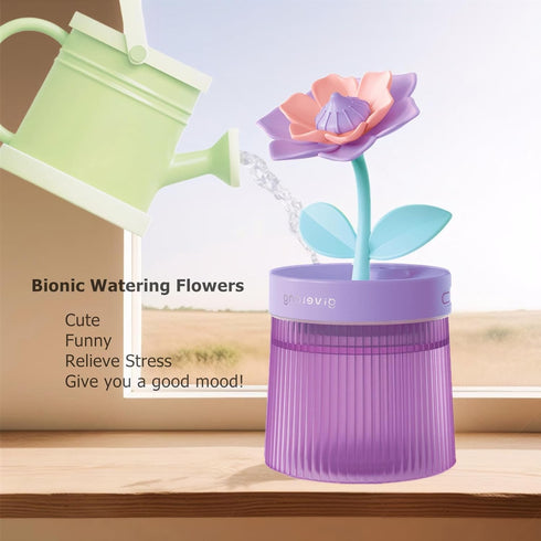 260ml Desk Portable Mini Humidifier Bedroom Cute, Personal USB Small Humidifier with Flower, Quiet, Cool Mist, Auto Off, Colorful Light,Top Fill A...